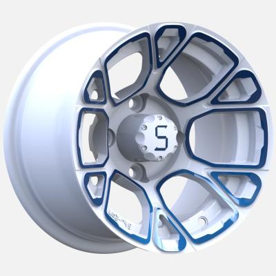 China 12 Inches Golf Cart Blue/White Aluminum Wheels PCD 4/101.6 Offset -25 for sale