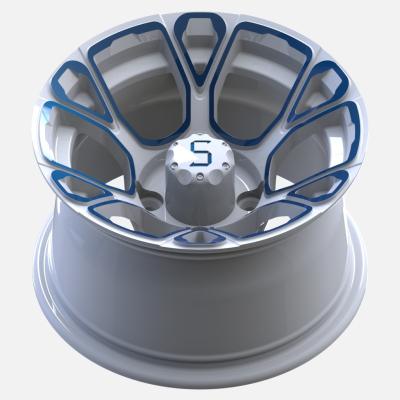 China 12 Inches Golf Cart Blue/White Aluminum Wheels PCD 4/101.6 Offset -25 for sale