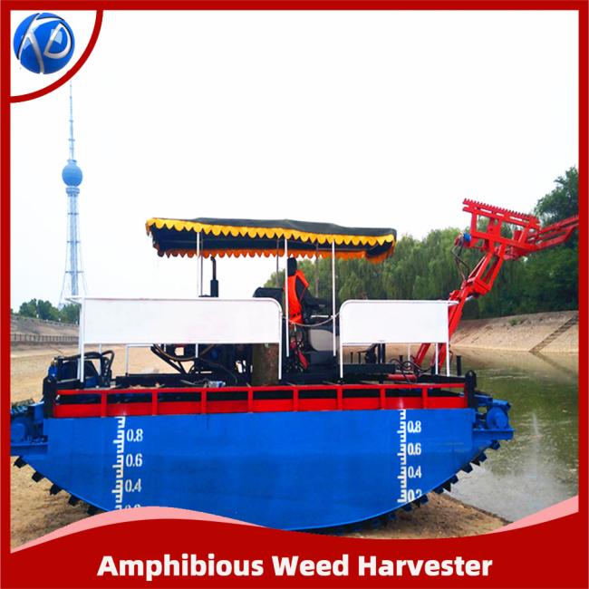 Side view of amphibious harvester