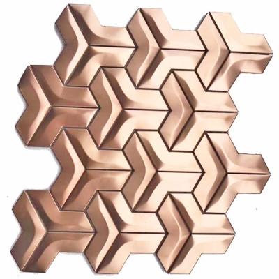 China AISI 201 304 Bathroom Rose Gold Mosaic Tiles Hairline Polished Finished for sale