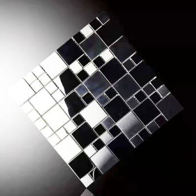 China 30x30cm Square Black Stainless Steel Mosaic Tile Metal Mosaic Backsplash for sale