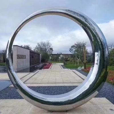 China Full Moon Hairline Stainless Steel Sculptures Outdoor Art Zr-Brass ASTM 316 for sale