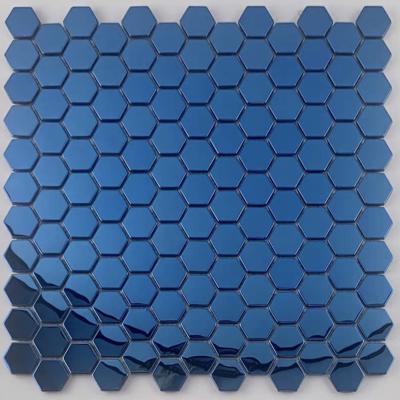 China Modern Sapphire Metal Mosaic Wall Tile Popular Factory Price Hexagon Stainless Steel China for sale