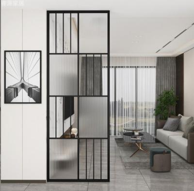 China Light Luxury Stainless Steel Glass Screen Partition Wall Tempered Simple Dining Room for sale