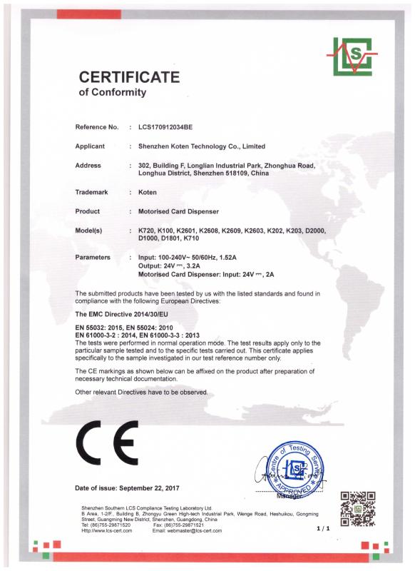 CE-EMC - Shenzhen Koten Technology Co., Ltd.