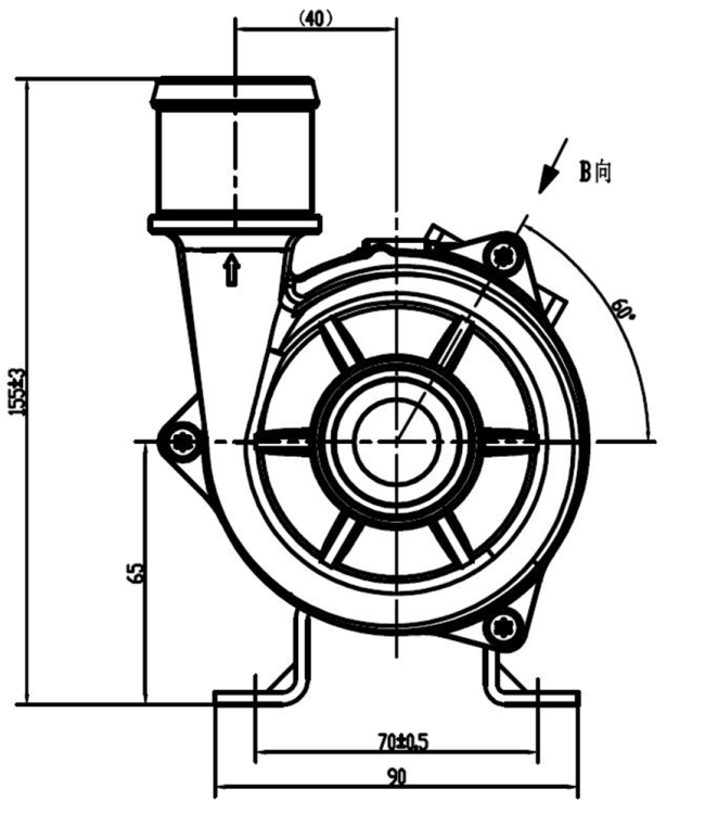 Additional dimensional specifications of the coolant pump
