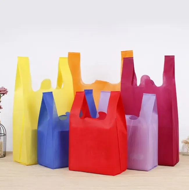 Hot Sale Polypropylene Supermarket Shopping Bags Nonwoven T-Shirt Vest Bag