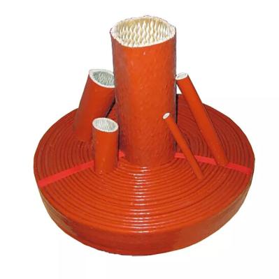 China 80mm Silicone Rubber Coated Fiberglass Braided Sleeve Fireproof Heat Insulation for sale