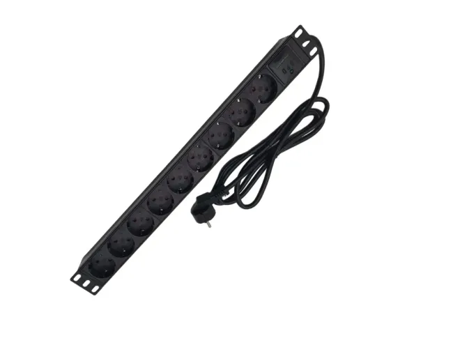 12-Outlet Rack Mount Power Strip PDU, Six Front & Six Rear Facing Outlets, 15A, 120V, 15FT Cord with Right-Angle Plug, Horizontal 1u Rack Mount