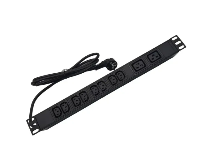 8 Outlet Rack Mount PDU Power Strip, 1020j Surge Protection & 15A Overload Switch, Fits 19'' Network Server Rack