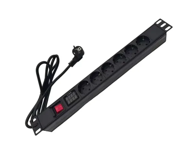 8 Outlet Rack Mount PDU Power Strip, 1020j Surge Protection & 15A Overload Switch, Fits 19'' Network Server Rack