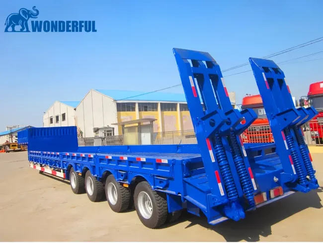 Innovative 4 Axle 40ton Rollback Transporter Second Hand Special Capacity Deck Heavy Machinery Semi Low Loader Bed Flatbed Lowbed Lowboy Truck Trailer