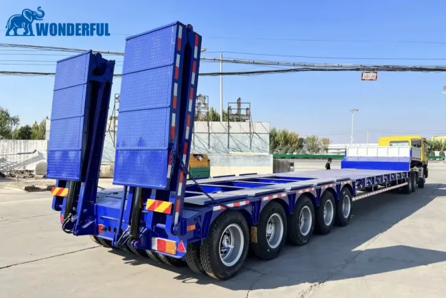 90t Load Drop Deck Accessories Bumper Pull Aluminum Weigh Board Truck Heavy Duty Gooseneck Lowboy Lowbed Low Bed Loader Hydraulic Excavator Semi Trailer