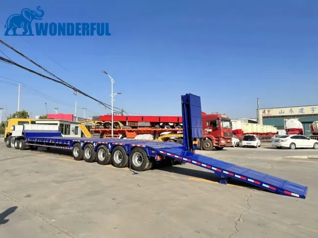 3 Axles Detachable Gooseneck Prime Mover Air Brake System 100 Ton Payload Custom Lowbed Autocad Drawing Low Deck Drop Bed Low Loader Lowbed Lowboy Trailer