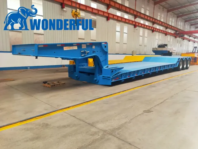 3 Axles Detachable Gooseneck Prime Mover Air Brake System 100 Ton Payload Custom Lowbed Autocad Drawing Low Deck Drop Bed Low Loader Lowbed Lowboy Trailer