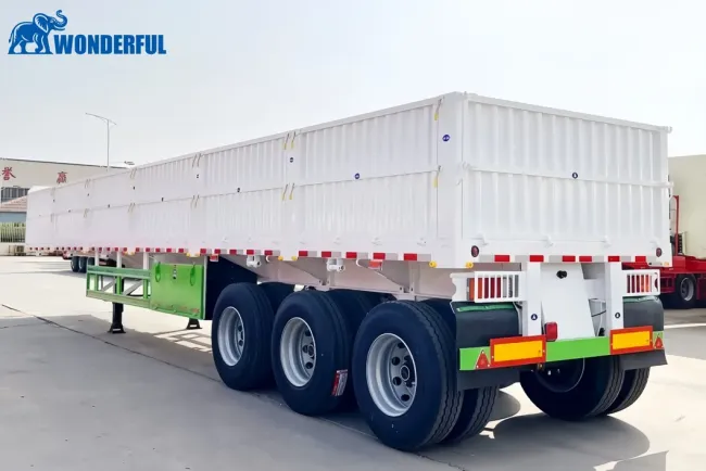 China Brands 3 Axles Heavy Loads Height Thickness Height Bulk Cargo Utility New Design Gate Board Drop Side Wall Panel Extension Sidewall Semi Trailer