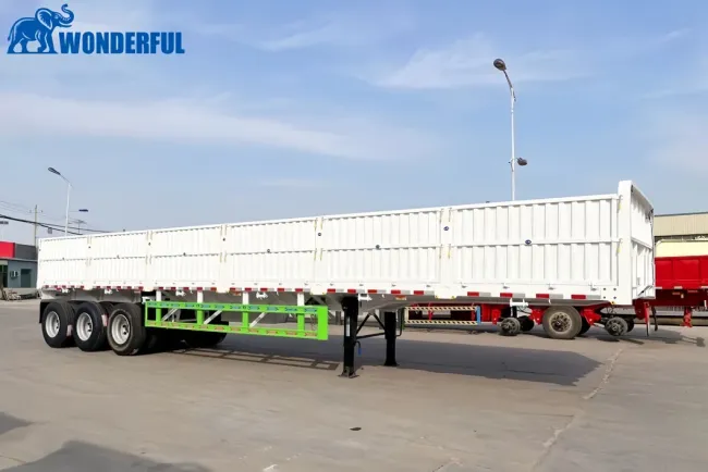 Reliable Multi Axles 60t off Load Step Deck Utility Drop Side Wall Extension Cargo Grain Easy Loads New Design Panels Aluminum Dimensions Sidewall Semi Trailer