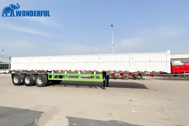 Reliable Multi Axles 60t off Load Step Deck Utility Drop Side Wall Extension Cargo Grain Easy Loads New Design Panels Aluminum Dimensions Sidewall Semi Trailer