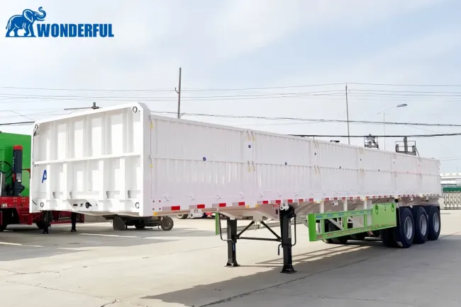 Reliable Multi Axles 60t off Load Step Deck Utility Drop Side Wall Extension Cargo Grain Easy Loads New Design Panels Aluminum Dimensions Sidewall Semi Trailer