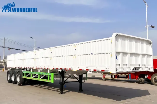Reliable Multi Axles 60t off Load Step Deck Utility Drop Side Wall Extension Cargo Grain Easy Loads New Design Panels Aluminum Dimensions Sidewall Semi Trailer