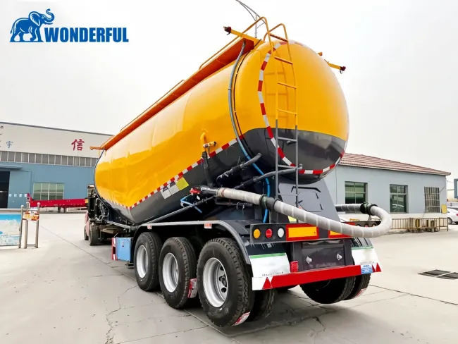 3 Axles 45cbm Carbon Steel Security Valve Pneumatic Hauling Vehicle 2 Compartments Silo Diesel Concrete Excavator Bulk Cement Tank Trailer