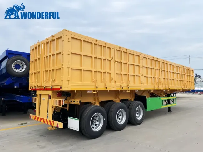 Enhanced Stability U Shape Tri-Axles Self Loading Capacity 60 Tons Stone Transport Dimension Double Tipping Vehicle Hydraulic Dump Side Tipper Semi Trailer