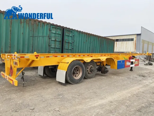 2 3 4 Axles Air Suspension High Strength Q345 T700 Heavy Duty Transport 20foot 40FT 45FT Container Truck Skeletal Chassis Skeleton Semi Trailer