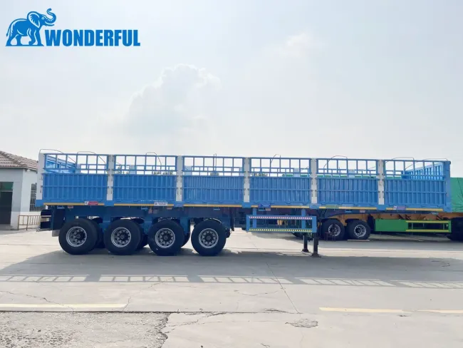 2 3 4 Axles 30t 80t Warehouse Type Palisade Barn Caged 12 16 Wheels 12.5 15 Meters Durable Detachable Drop Sidewall Side Wall Stake Fence Semi Trailer