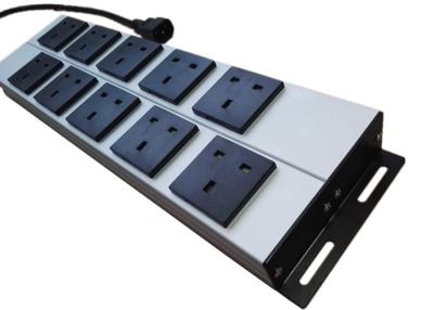 China Mountable 10 Way Metal Power Strip , Multi Socket Extension Cord With Mounting Clips for sale