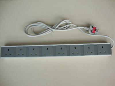 China Flat Plug 8 Way European Power Strip With Long Cord / Surge Protector for sale