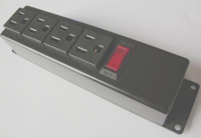 China Metal Black PDU Power Distribution Unit 4 Way Multi Plug Socket With On Off  Switch for sale