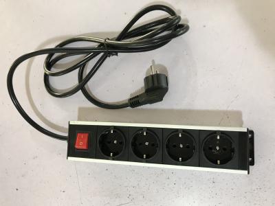 China Alu Shell 4 Outlets European Power Strip Bar With Line Attached 2.0m Wire for sale