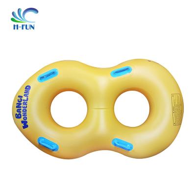 China Custom logo and design inflatable pool floater water park double tube for sale