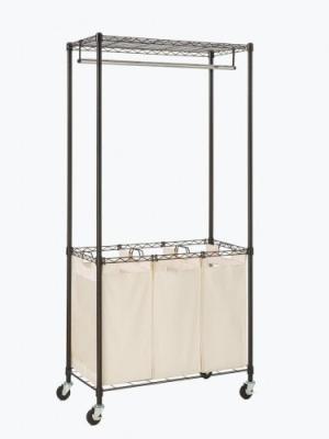 China Rolling Garment Home Wire Shelving , Wire Laundry Shelf With Changeable Fabric Baskets for sale