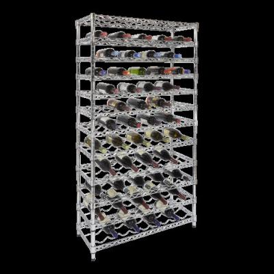 China Style Selections Wire Shelving , Metal Wine Shelf With 12 Layer Shelf 108 Bottles for sale