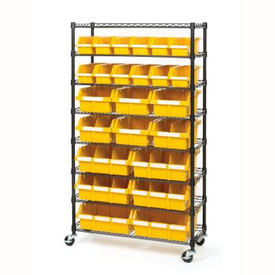 China Rolling Adjustable Wire Rack Shelving / 8 Shelves Wire Frame Storage Racks Bin Storage for sale