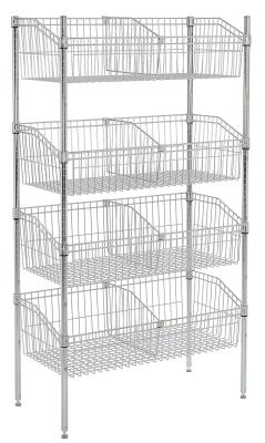 China Silver Chrome Finish Wire Grid Baskets Shelving 8 - Basket Shelving Unit for sale