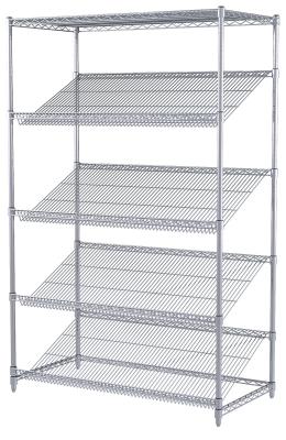 China Unique Chrome Plated Steel Slanted Wire Shelving For Food Display for sale