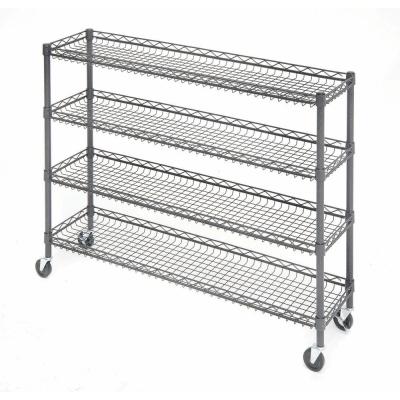 China 4 Tier Metal Rolling Cart With Wheels With Baskets For Retail Storage 5