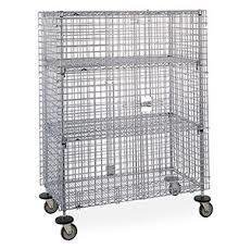 China Hotel Transship Three Shelves Mobile Wire Security Cages Cold Steel Galvanized for sale