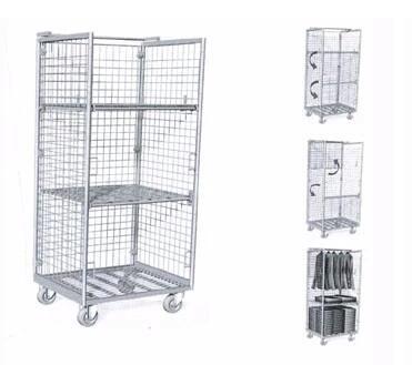 China No Top Shelf Laundry Wire Utility Cart Three Mesh Layers With Hanger for sale