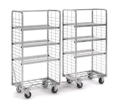 China Metal Customize Supermarket Roll Cages With Removable Flat Shelves for sale