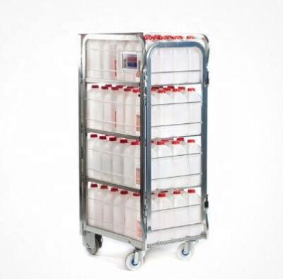 China Supermarket Steel Milk Roll Cage Container Four Layers With Movable Shelf for sale