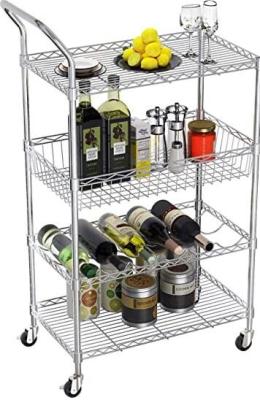China Removable Tray 4 Tier Security Wire Rolling Cart For Restaurant Food Service for sale