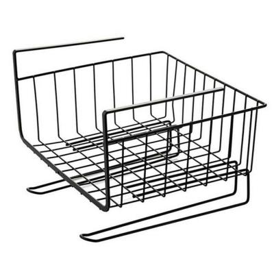 China Under Cabinet Hanging Shelf Wire Basket Organizer For Cabinet Extra Storage Space for sale