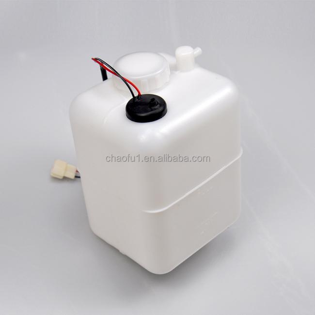Close-up view of coolant expansion tank