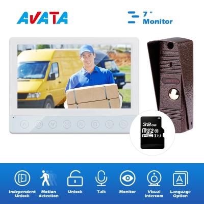 China 7 Inch 4 Wire Cable Villa Home Door Camera Ring Video Doorbell with Stainless Steel Intercom System for sale