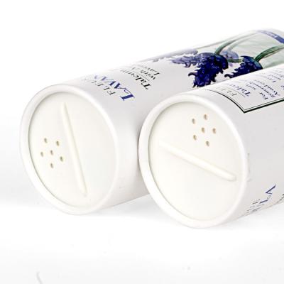 China Tubo do papel de embalagem do pó com uma etiqueta da cor completa da tampa da peneira de Closeable à venda