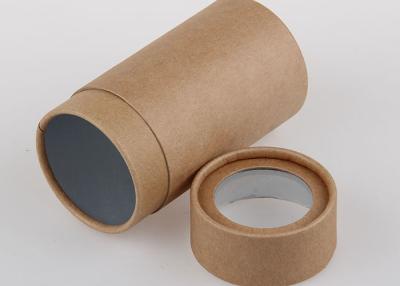 China Brown Craft Paper Tube with Visible Clear Plastic Window Cap for Gifts Packaging for sale