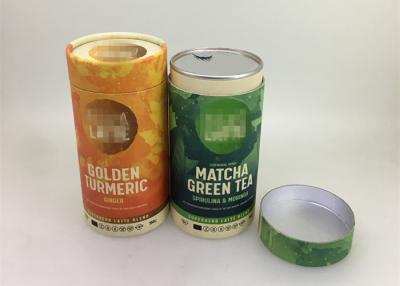 China CMYK Printing Airtight Small Paper Tubes With Foil Lid For Macha Packaging for sale